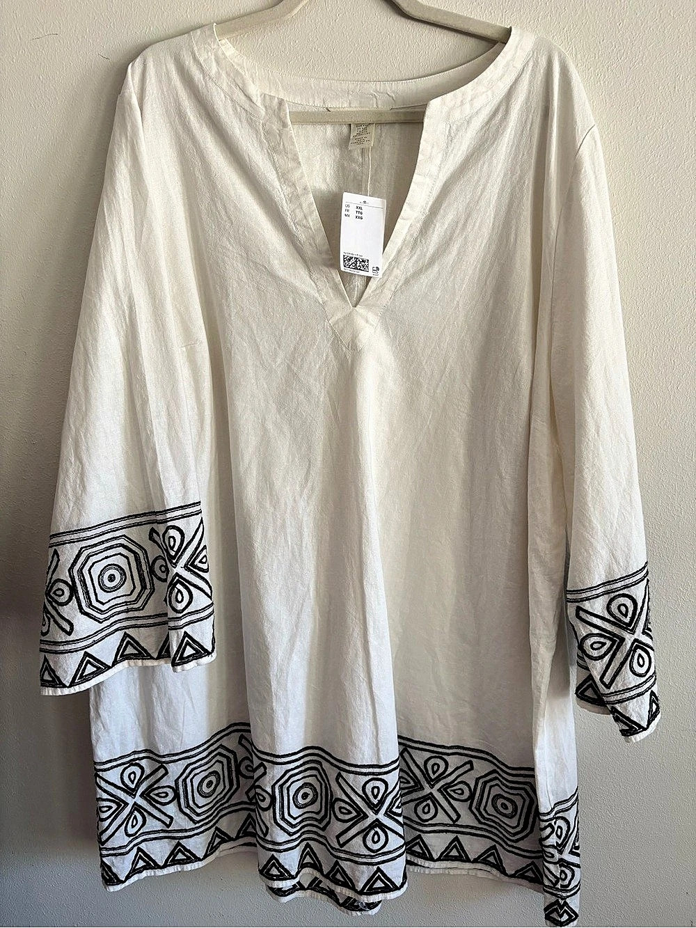 H&M Women's Geometric Tunic in White & Black Size XXL NWT